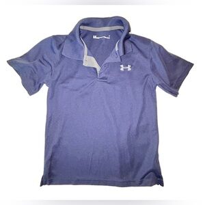 Boys Navy Blue Under Armour Moisture Wicking Collared Shirt Polo Size 7